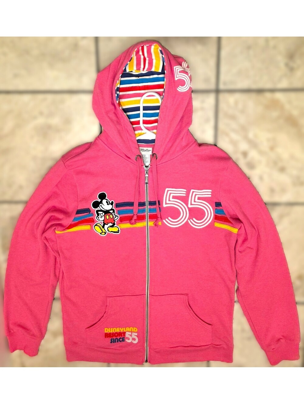 Disney 55th Anniversary Hoodie Sweatshirt Mickey Mouse Full Zip L RARE